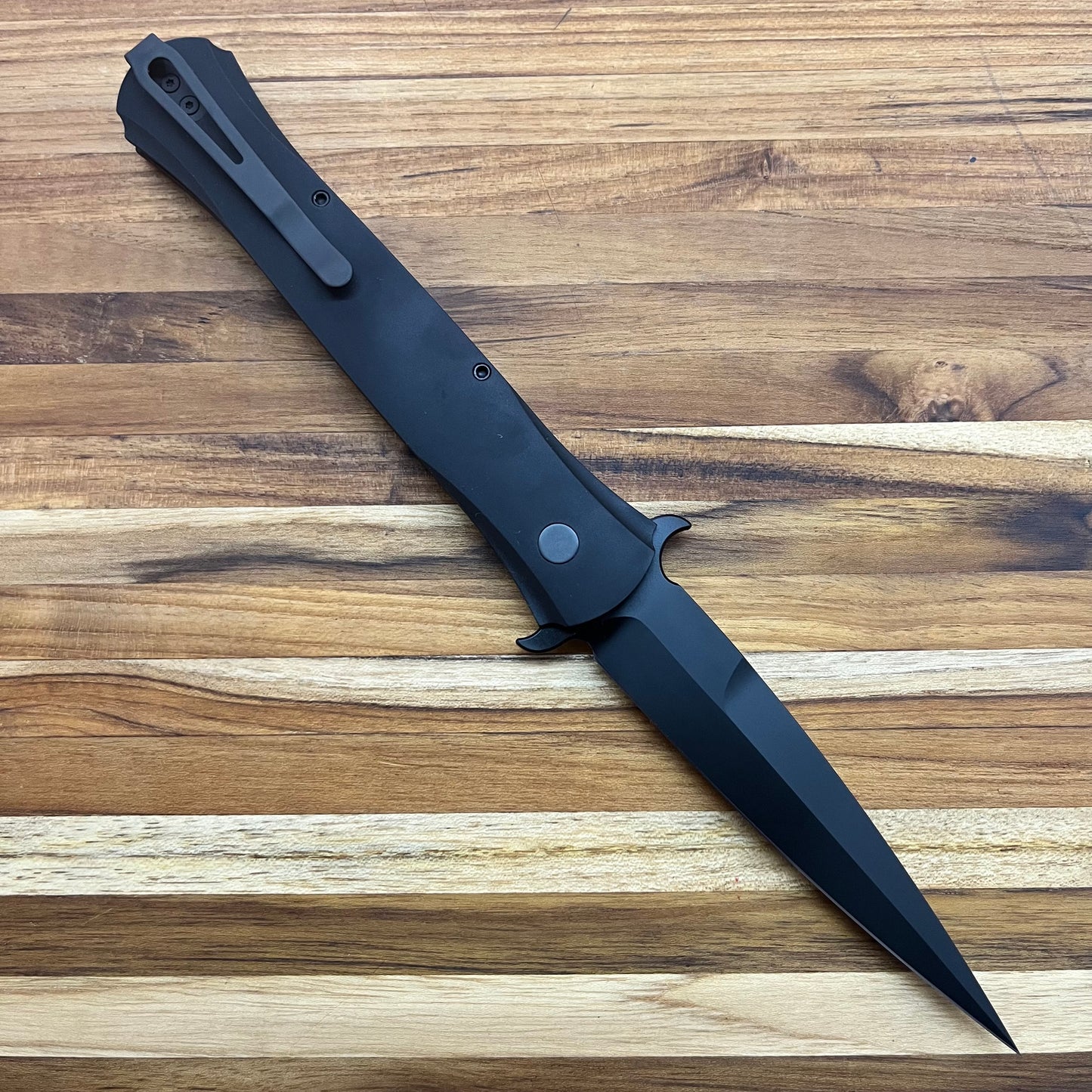 Pro-Tech Large Don 4.5" Auto w/ Black 3D Curve Handle & MOP Button