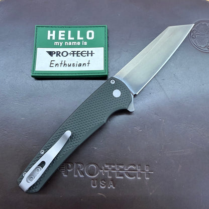 Pro-Tech Malibu 3.25" Flipping Knife w/ Smoke Grey DLC Blade and Textured Green Aluminum Handle