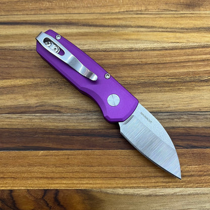 Pro-Tech Runt 5 2" Auto w/ Wharncliffe Blade & Purple Aluminum Handle