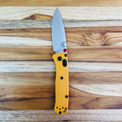 Benchmade Mini Bugout 2.85" Folding Knife w/ Daybreak Yellow Grivory Handle