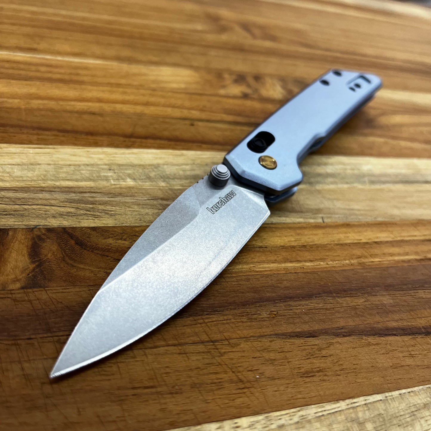 Kershaw Mini Iridium 3" Folding Knife w/ Ice Blue Aluminum Handle & Gold Accents