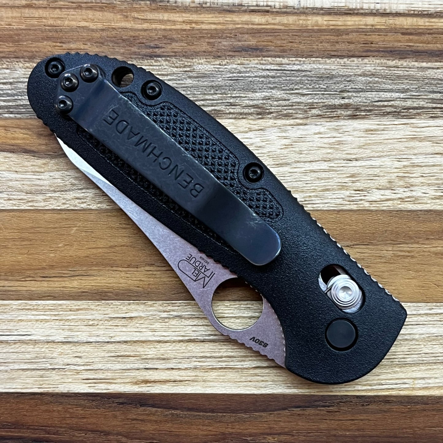 Benchmade Mini Griptilian 3" Folding Knife w/ Dual Thumb Hole & Black Nylon Handle