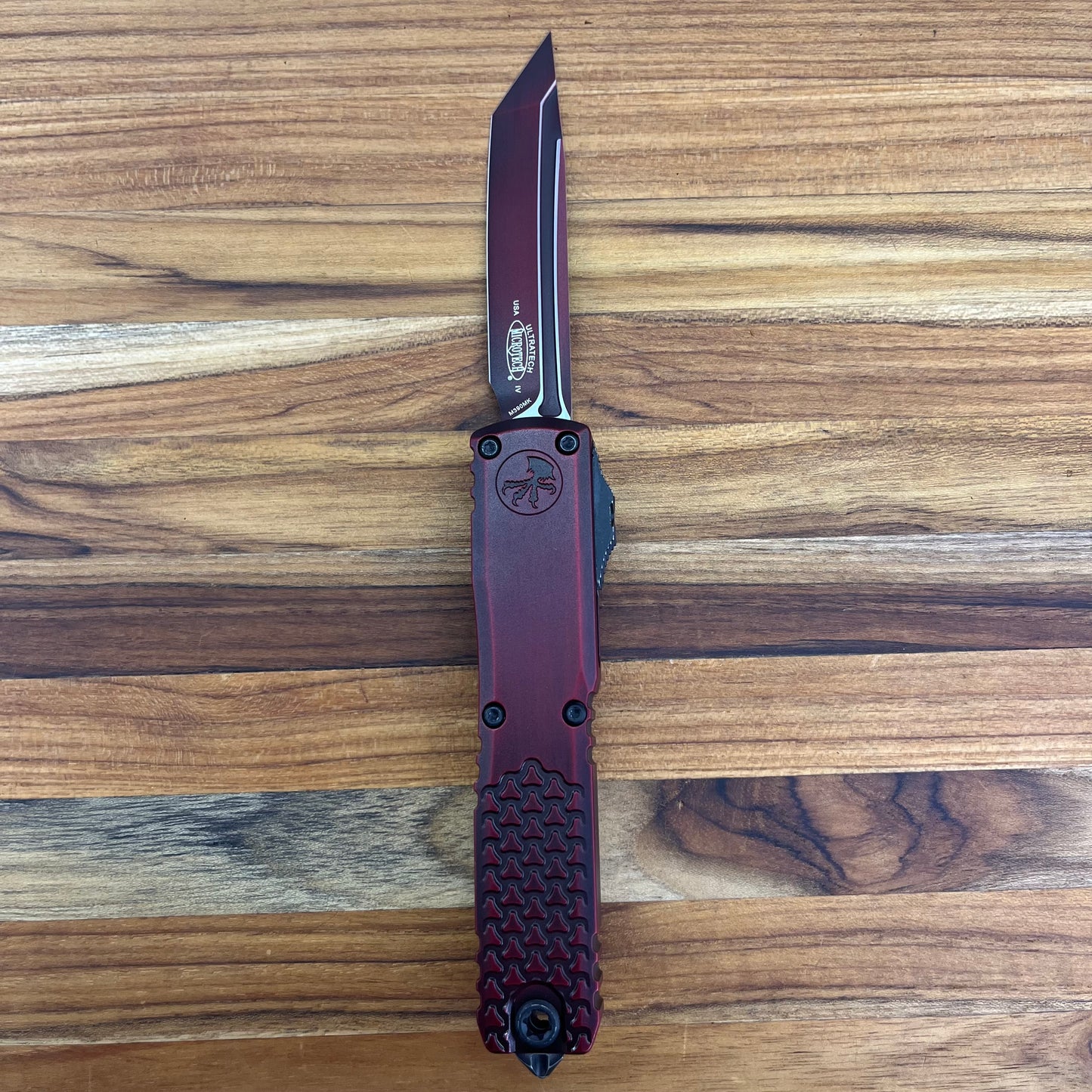 Microtech Ultratech Gen IV T/E 3.5" OTF w/ Half Tri-Grip Red Abrasion Aluminum Handle