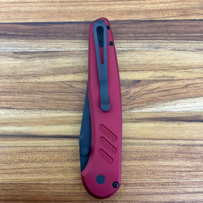 Pro-Tech Avalon 4" Folding Knife DLC Black w/ Knurled Red Aluminum Handle