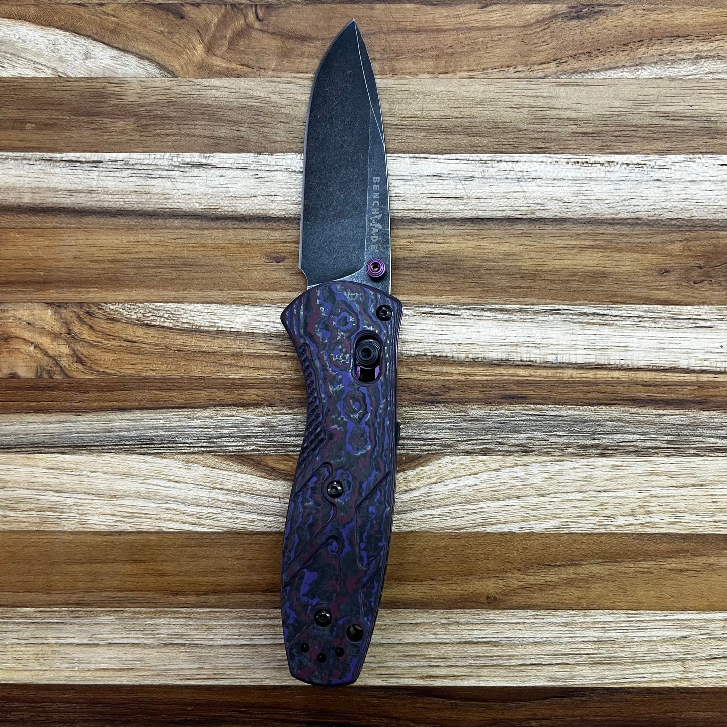 Benchmade *Limited Edition* Gold Class Mini Barrage 3" Folding Knife w/ Purple Haze FATCarbon Handle