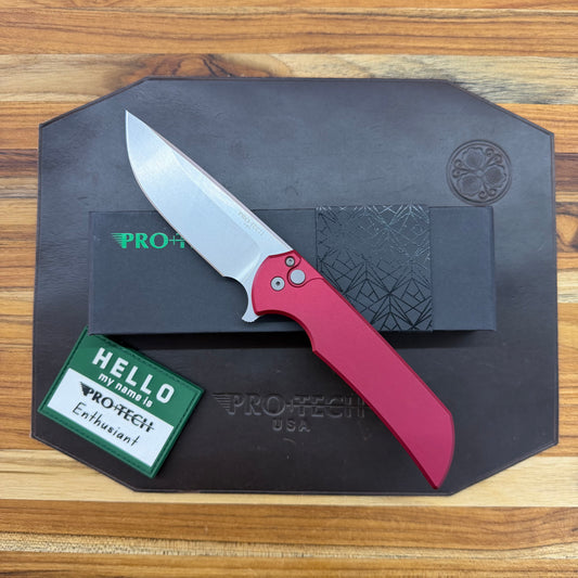 Pro-Tech Mordax 3.5" Flipping Knife w/ Red Aluminum Handle