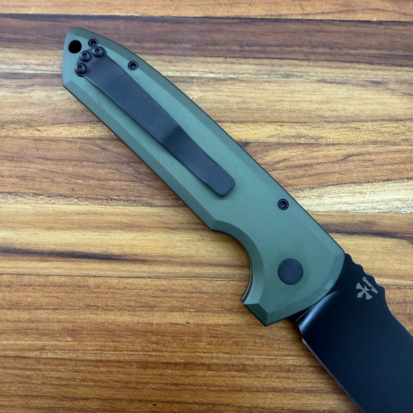 Pro-Tech Les George Rockeye 3.5" Auto w/ Black DLC Blade & Green Aluminum Handle