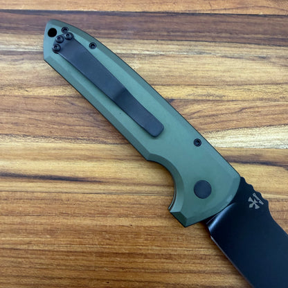 Pro-Tech Les George Rockeye 3.5" Auto w/ Black DLC Blade & Green Aluminum Handle