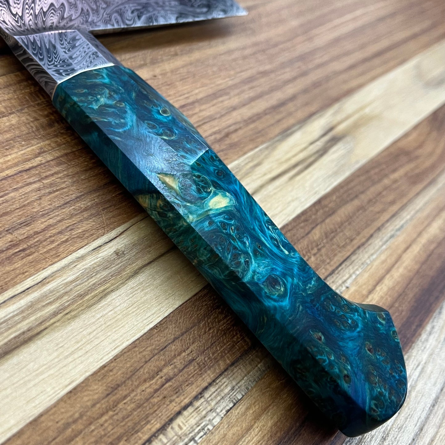 Patterson Forge Custom 215mm (8.5") Vegetable Cleaver w/ Mosaic Damascus & Yellow Cedar Handle