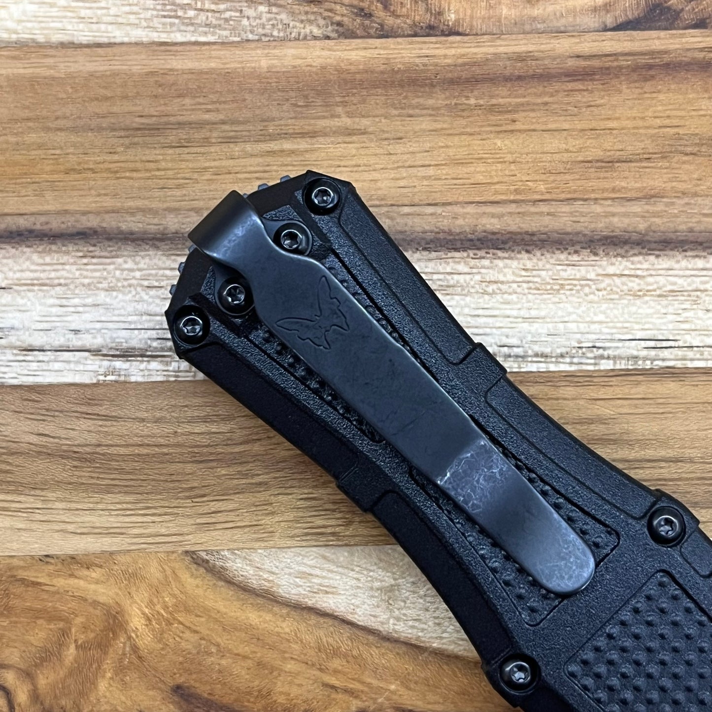 Benchmade Mini Claymore 3" Black D/E OTF Auto w/  Black Grivory Handle