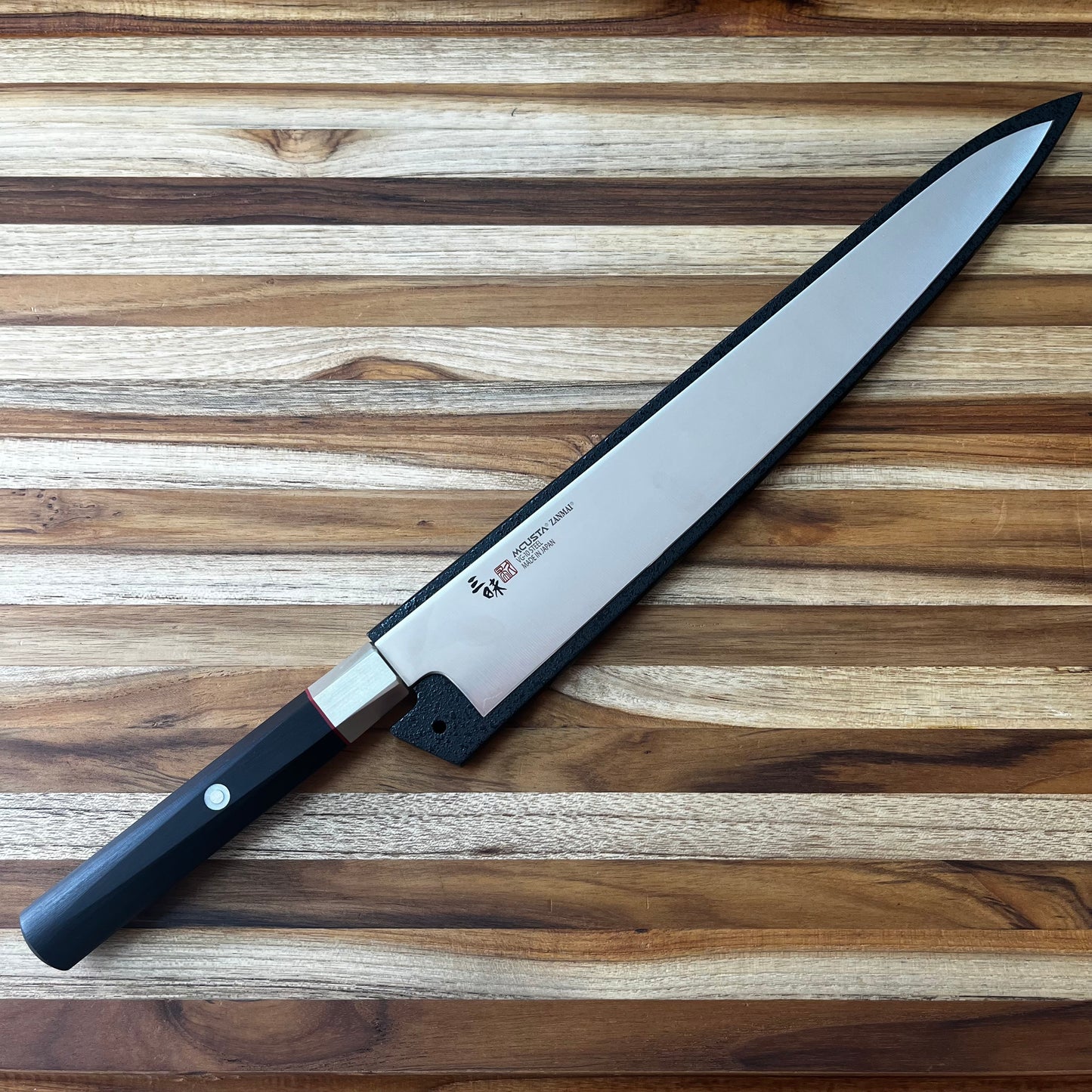 Mcusta Zanmai Black Lacquer 270mm (10.5") Sujhihiki Saya w/ Pin