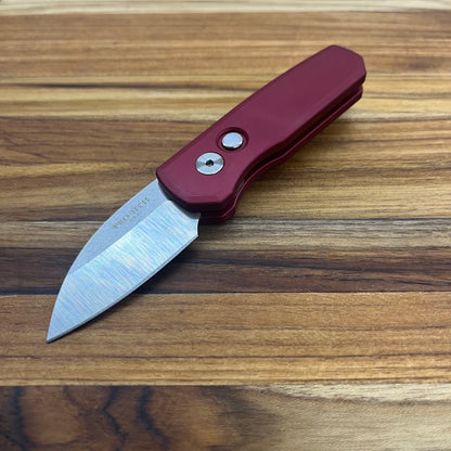 Pro-Tech Runt 5 2" Auto w/ Wharncliffe Blade & Red Aluminum Handle