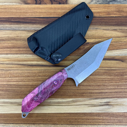Meglio Blade Show Semi-Custom H-Series 4" Outdoor Kitchen Knife w/ Magenta Box Elder Handle