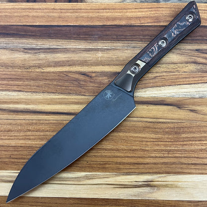 Microtech Signature Series Culinary 6" DLC Utility Knife w/ Bronze Titanium Bolster & Livewire Carbon Fiber Handle