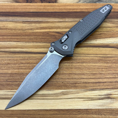 Microtech Socom Ram-Lok S/E 4" Folding Knife w/ Natural Clear Frag Aluminum Handle