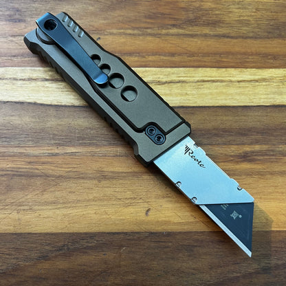 Reate Exo-U Gravity 2.5" Utility Knife w/ Speedhole Copper Aluminum Handle