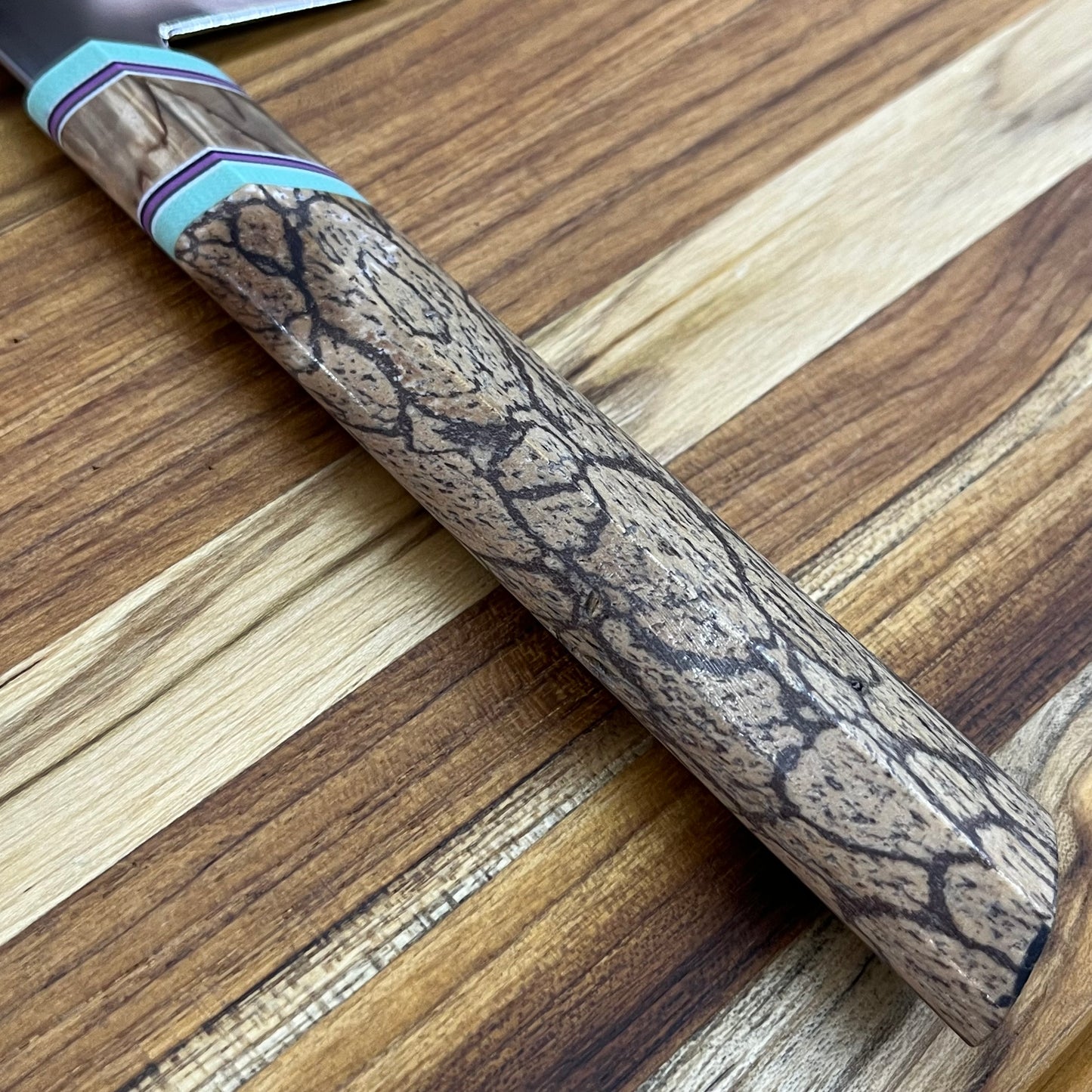 3rd Hill Customs 215mm (8.5") Gyuto w/ Spalted Cinnamon Handle