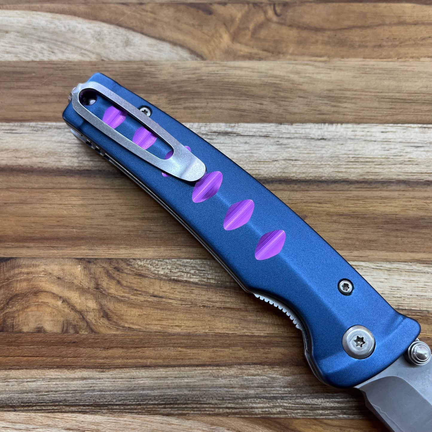 Mcusta USA Katana 3.5" Folding Knife w/ Blue & Violet Aluminum Handle