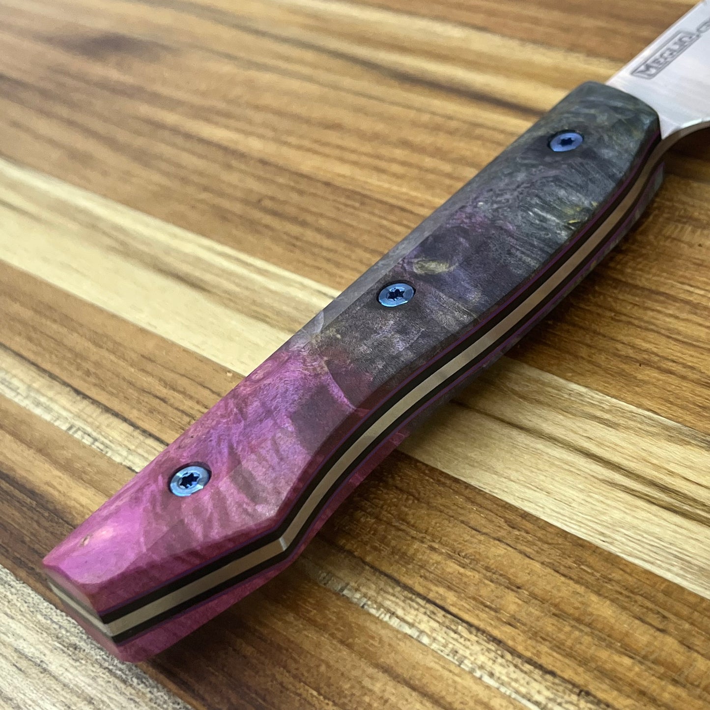 Meglio Blade Show Semi-Custom 8" CD#1 Satin Gyuto 2.0 w/ Lasered Medusa & Tie-Dye Box Elder Handle