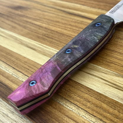 Meglio Blade Show Semi-Custom 8" CD#1 Satin Gyuto 2.0 w/ Lasered Medusa & Tie-Dye Box Elder Handle