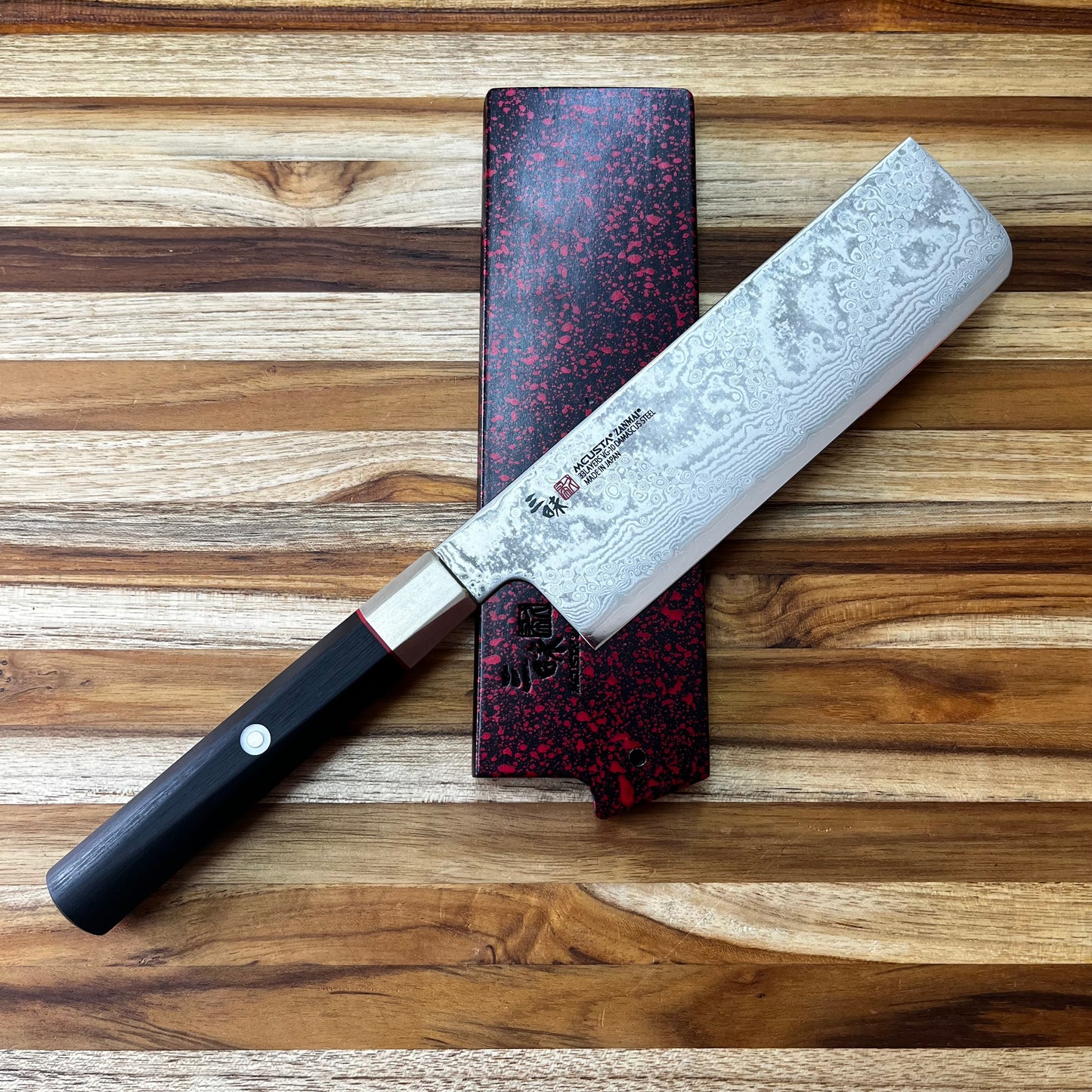 Mcusta Zanmai Red Lacquer 165mm (6.5") Nakiri Saya w/ Pin