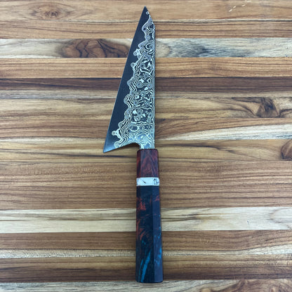 Burningsword Ironworks 190 (7.5") Garasuki w/ Damascus Blade & Birch Burl Handle