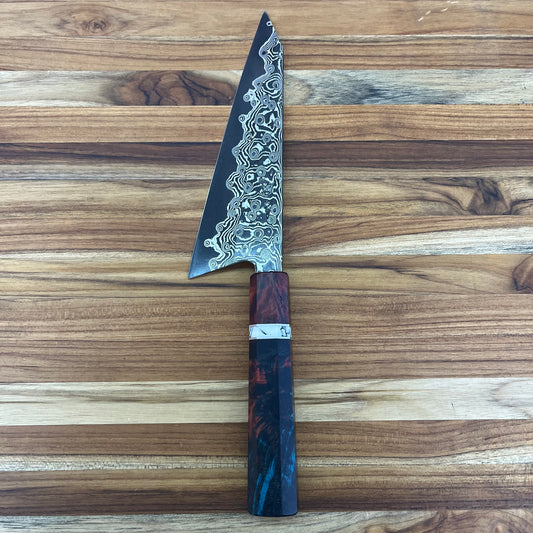 Burningsword Ironworks 190 (7.5") Garasuki w/ Damascus Blade & Birch Burl Handle