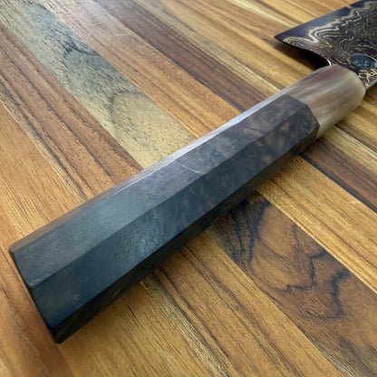 Tung Dao Custom 240mm (9.5")  Gyuto w/ Gold & Red Coppermai Damascus & Kháo Burl Wa Handle