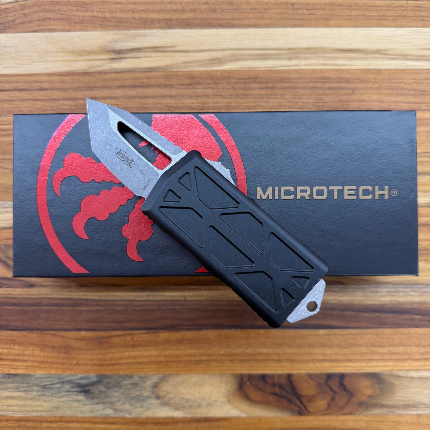 Microtech Exocet T/E 2" OTF w/ Black Aluminum Handle & Money Clip