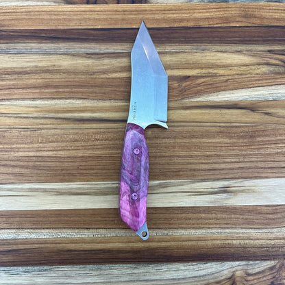 Meglio Blade Show Semi-Custom H-Series 4" Outdoor Kitchen Knife w/ Magenta Box Elder Handle