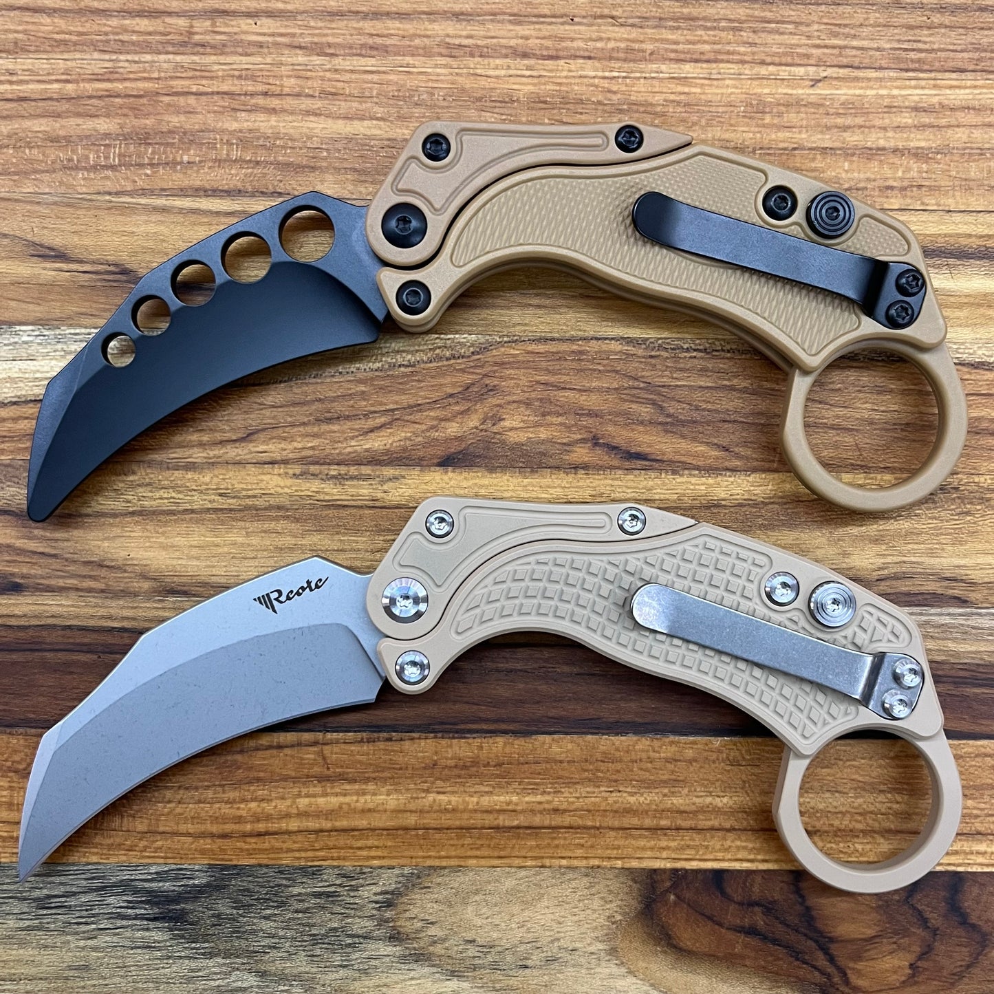 Reate EXO-K 3" Stonewash Tan Gravity Karambit w/ Trainer Knife