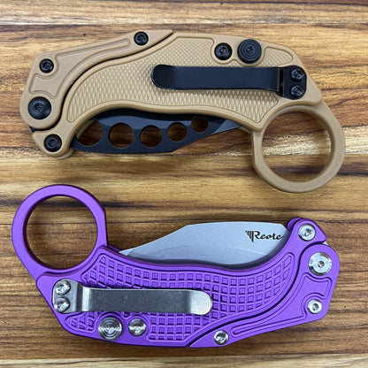 Reate EXO-K 3" Stonewash Purple Gravity Karambit w/ Trainer Knife