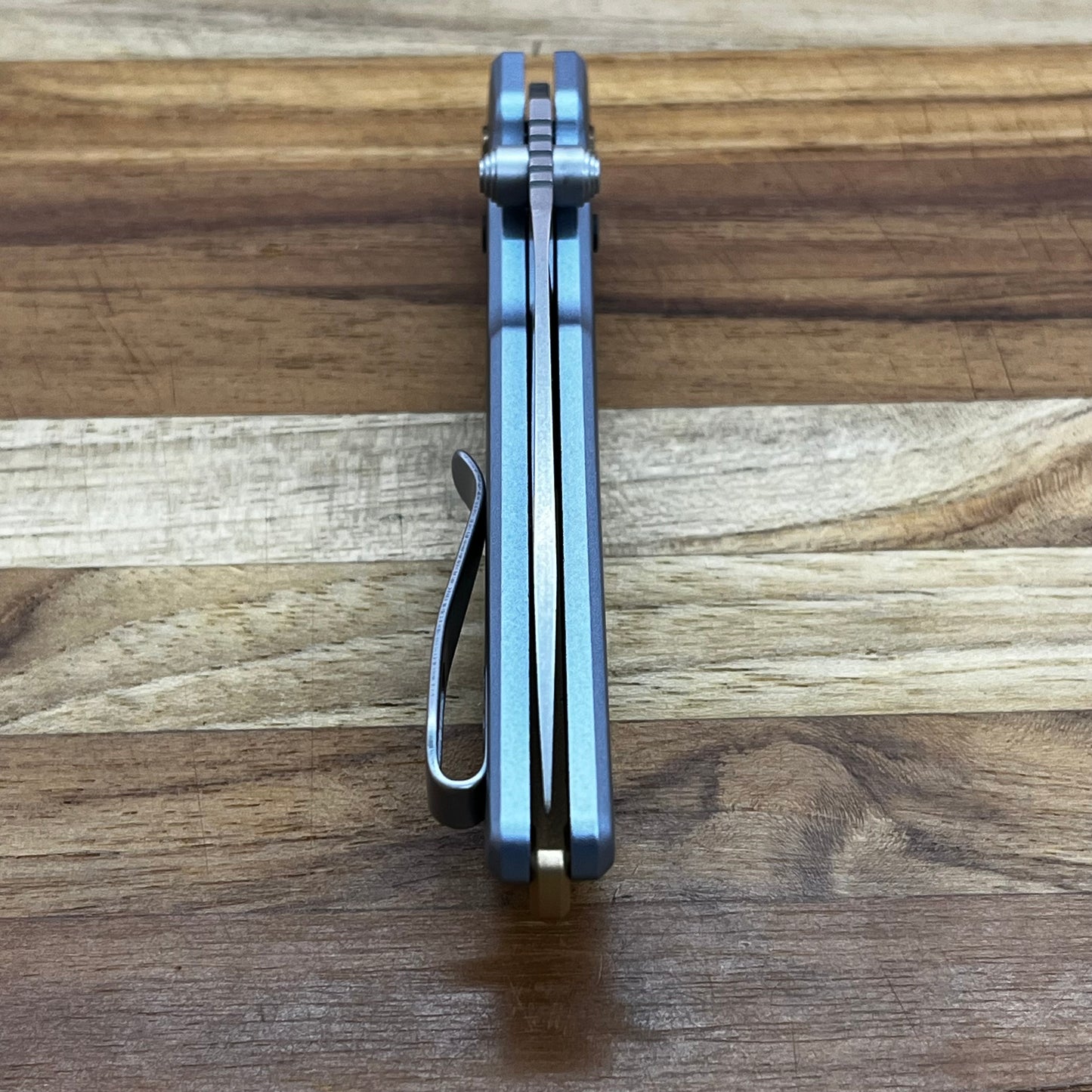 Kershaw Mini Iridium 3" Folding Knife w/ Ice Blue Aluminum Handle & Gold Accents