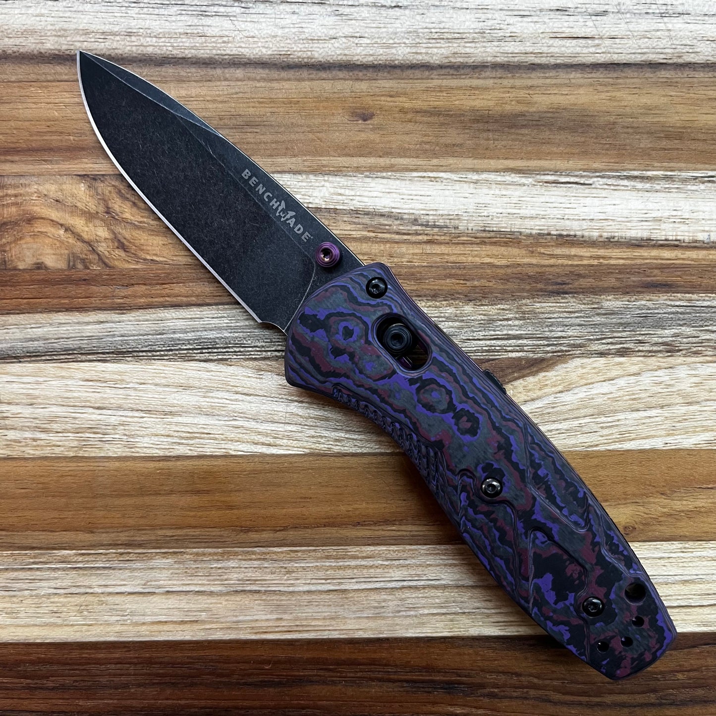 Benchmade *Limited Edition* Gold Class Mini Barrage 3" Folding Knife w/ Purple Haze FATCarbon Handle