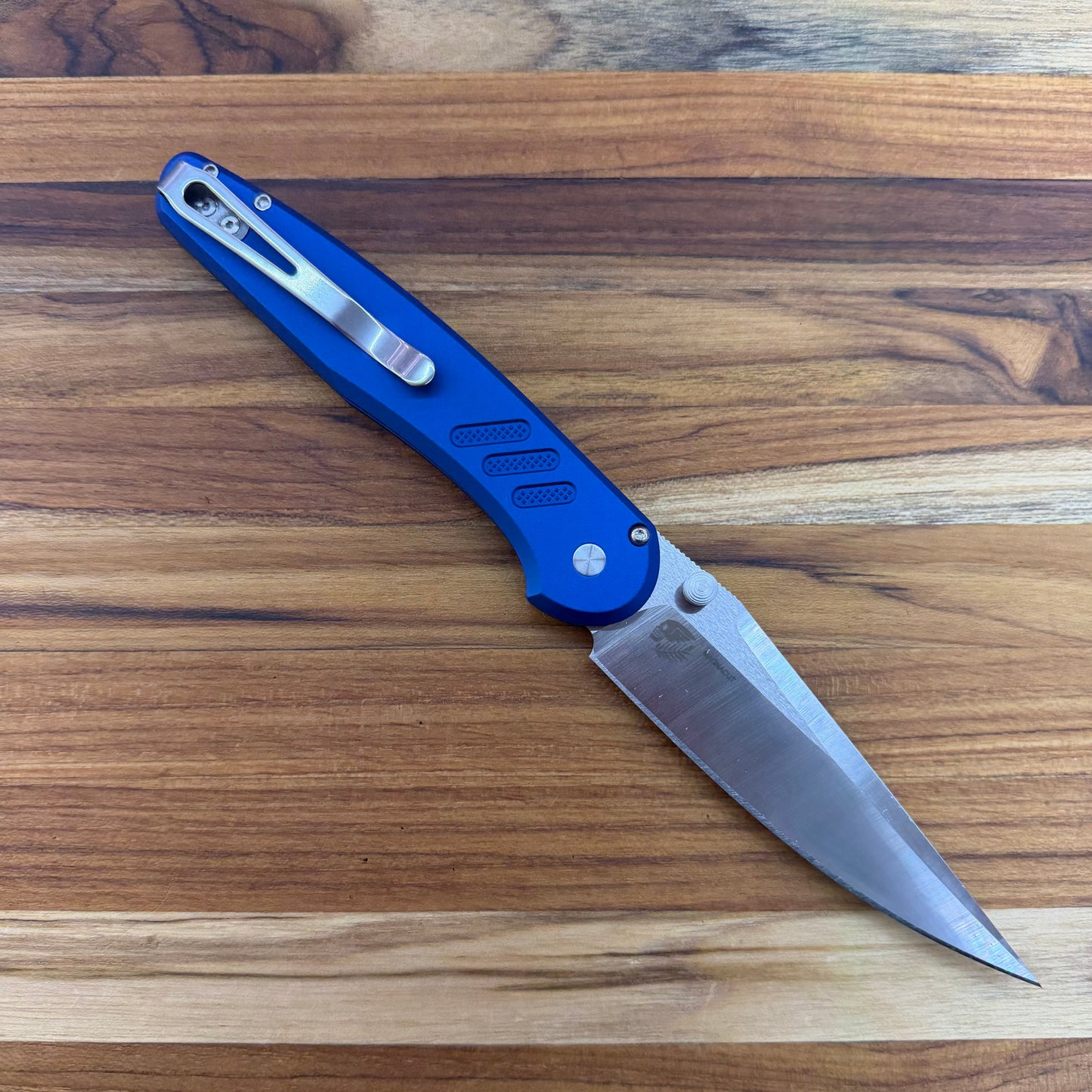 Pro-Tech Avalon 4.25" Folding Knife w/ Knurled Blue Aluminum Handle