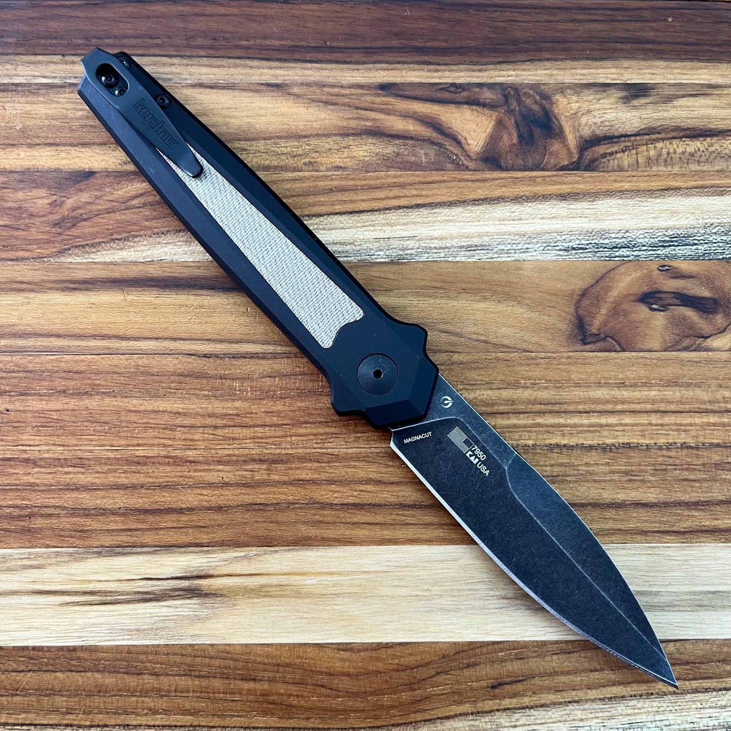 Kershaw Launch 15 3.5" Auto w/ Black Aluminum Handle & FDE Canvas Micarta Inlays