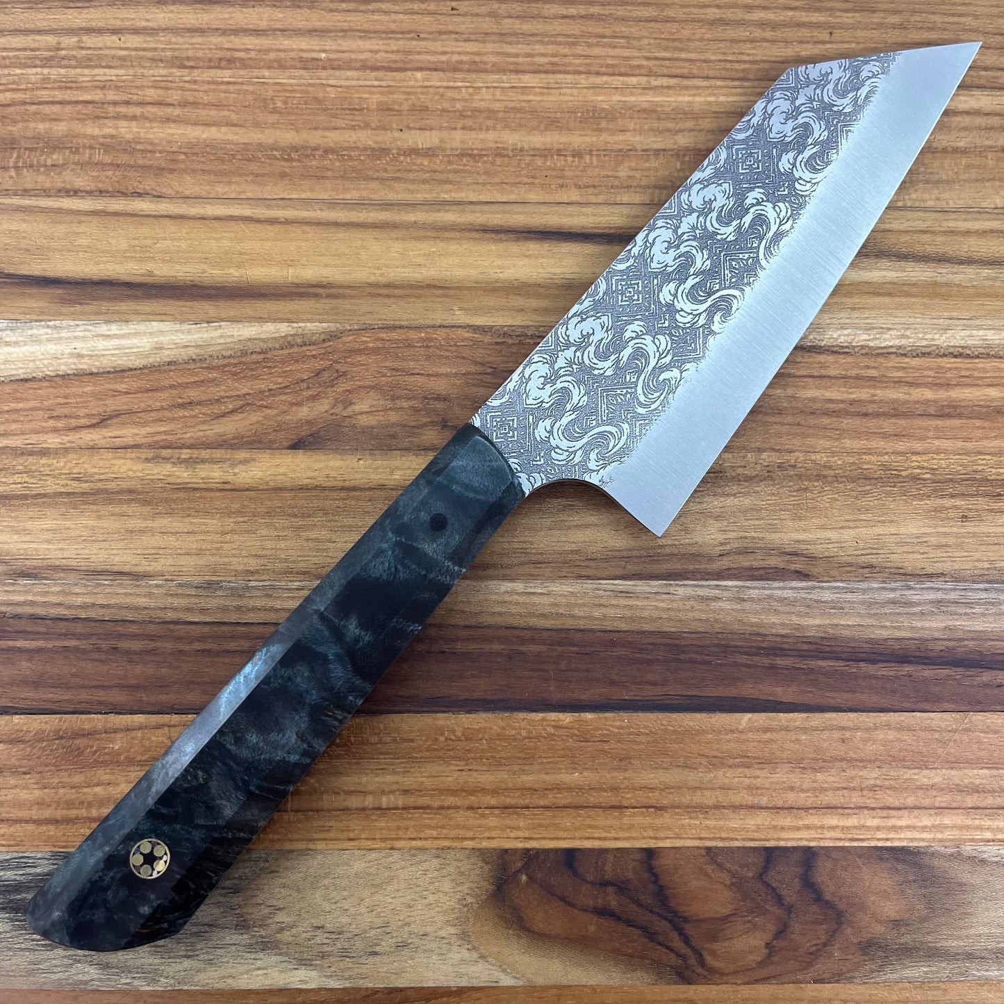 Running Man Forge Semi-Custom 120mm (4.75") Funayuki w/ Laser Engraving & Green Maple Handle