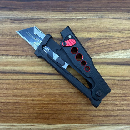 Reate Exo-U Gravity 2.5" Utility Knife w/ Black Handle & Red Speedhole