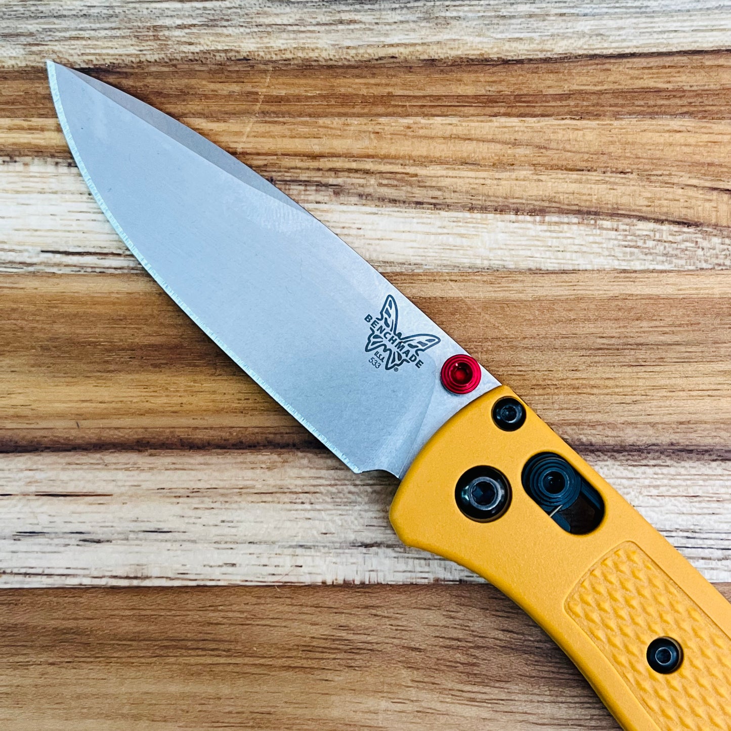 Benchmade Mini Bugout 2.85" Folding Knife w/ Daybreak Yellow Grivory Handle