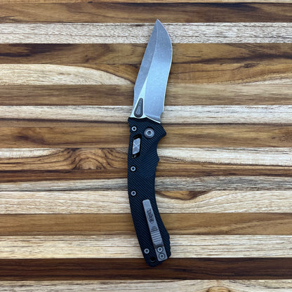 Microtech Amphibian 3.9" Apocalyptic Folding Knife w/ RAM-LOK & Fluted Black G10 Handle