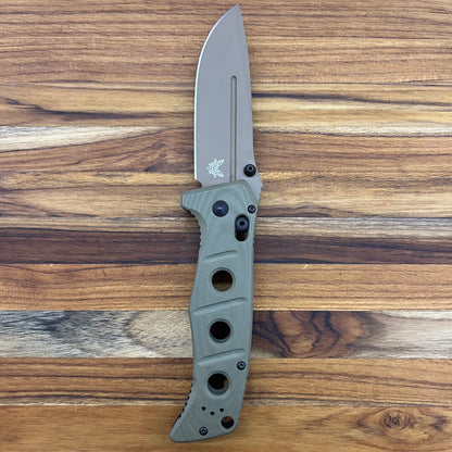 Benchmade Adamas 3.7" Folding Knife w/ OD Green G10 Handle & Nylon Sheath