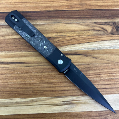 Pro-Tech Godfather 4" Auto w/ Carbon Fiber Inlay & Black Aluminum Handle
