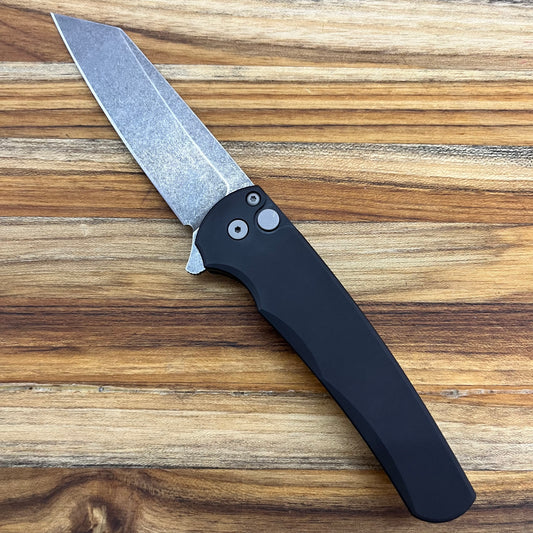 Pro-Tech Malibu 3.25" Flipping Knife w/ Acid Wash Blade & Black Aluminum Handle