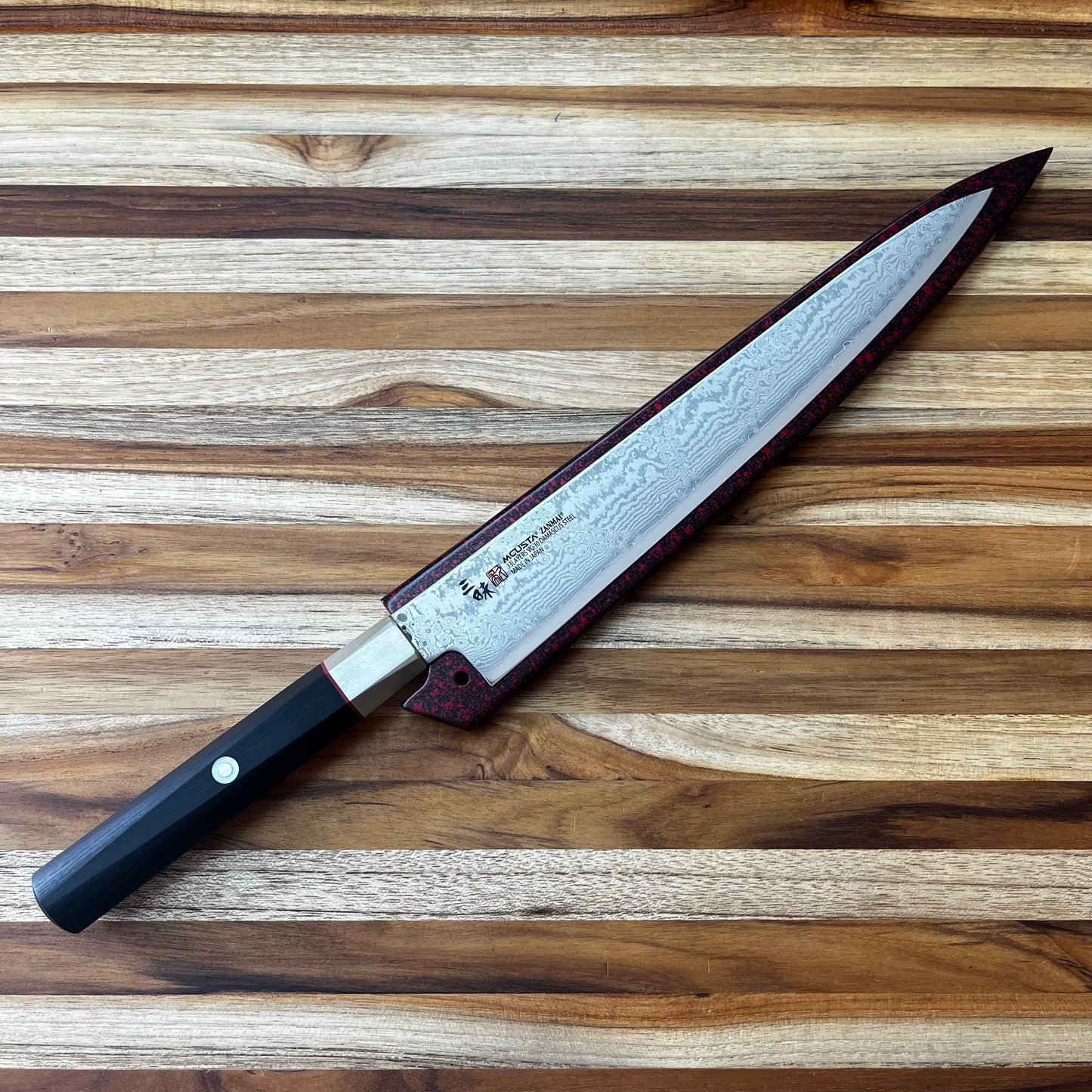 Mcusta Zanmai Red Lacquer 240mm (9.5") Sujihiki Saya w/ Pin