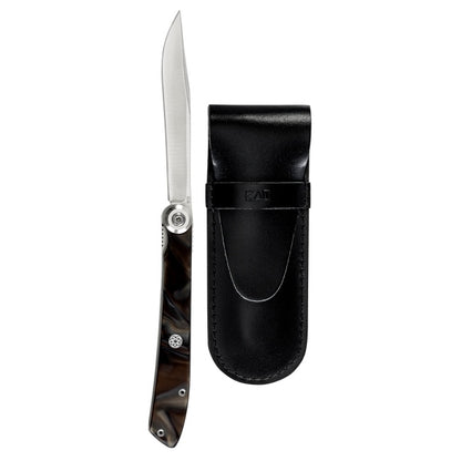 Kai Personal Folding Steak Knife 3.25" w/ Marble Handle and Sheath