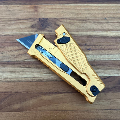 Reate Exo-U Gravity 2.5" Utility Knife w/ Yellow Diamond Handle