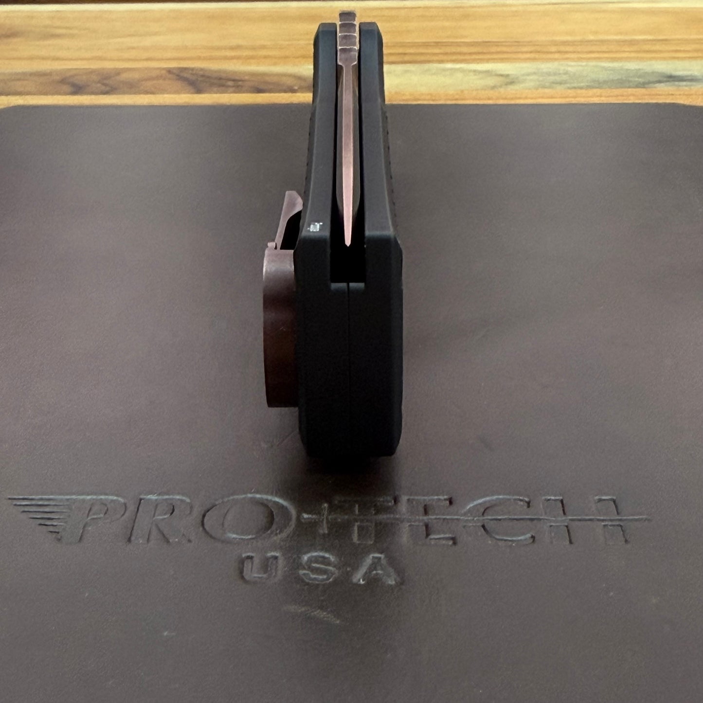 Pro-Tech Blade Show Chavez Redencion 3.25" Auto w/ Copper Rose PVD Blade & Black Tread Textured Aluminum Handle