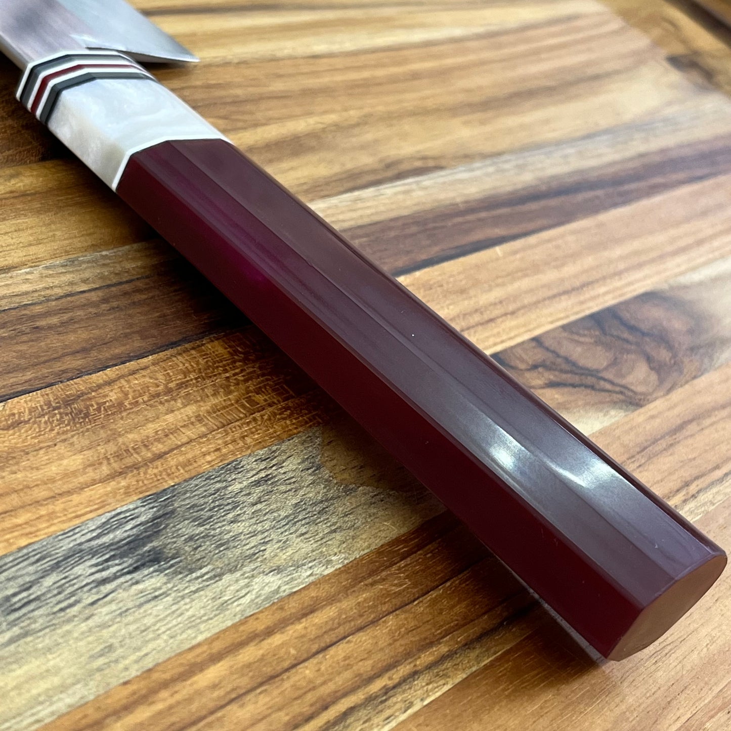 3rd Hill Customs 155mm (6") Bunka w/ Red Wine Resin Handle