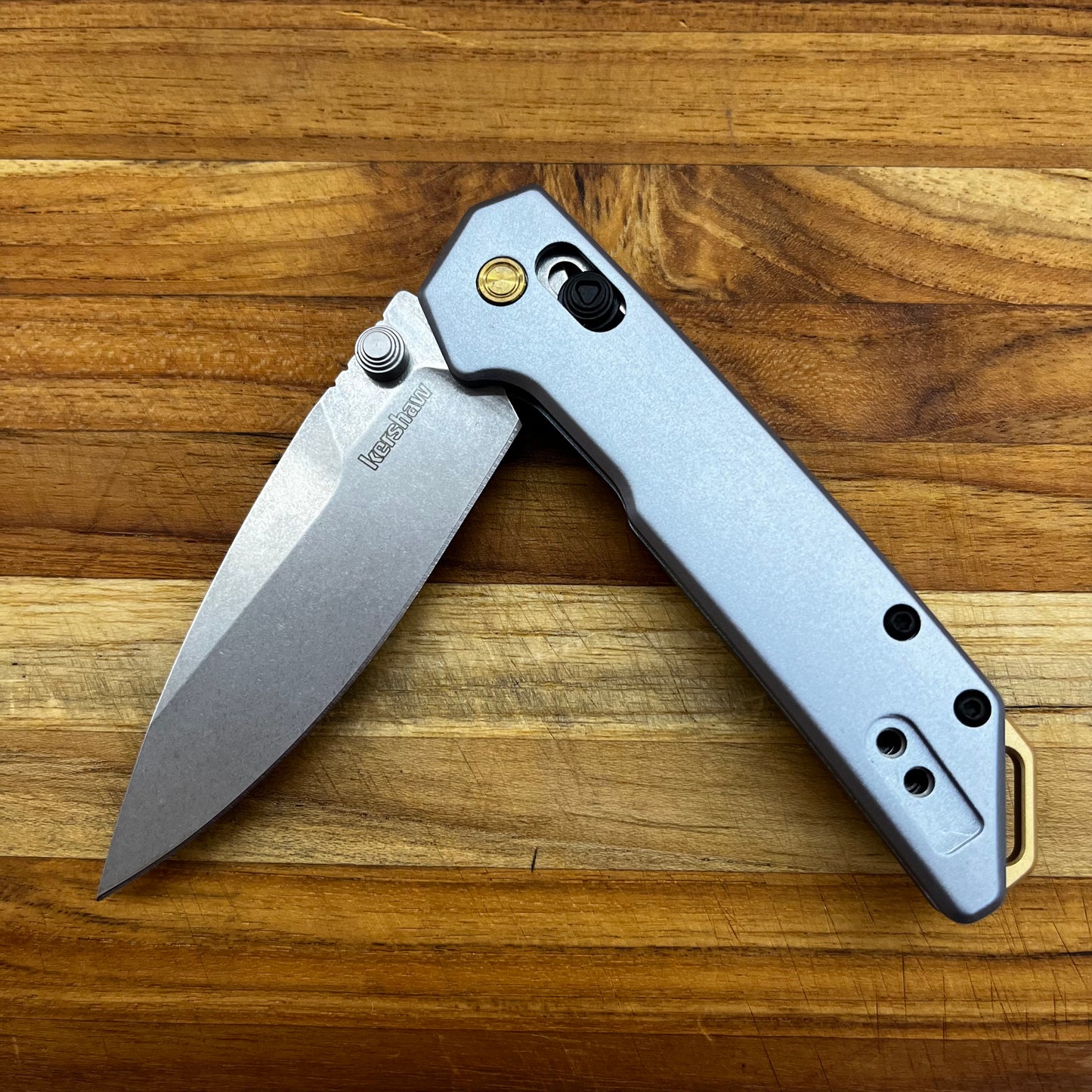 Kershaw Mini Iridium 3" Folding Knife w/ Ice Blue Aluminum Handle & Gold Accents