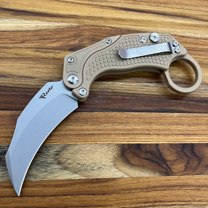 Reate EXO-K 3" Stonewash Tan Gravity Karambit w/ Trainer Knife